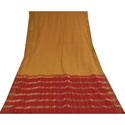 Sanskriti Vintage Sarees Ikat Handwoven Odisha Pure Cotton Sari 5+yd Fabric