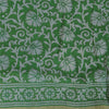 Sanskriti Vintage Sarees Cream/Green Pure Cotton Printed Sari 5+yd Craft Fabric