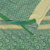 Sanskriti Vintage Sarees Cream/Green Pure Cotton Printed Sari 5+yd Craft Fabric