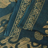 Sanskriti Vintage Sarees Indian Teal Pure Cotton Printed Sari 5+yd Craft Fabric