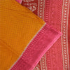 Sanskriti Vintage Sarees Yellow/Pink Pure Cotton Printed Sari 5+yd Craft Fabric