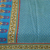 Sanskriti Vintage Sarees Indian Blue Pure Cotton Printed Sari 5+yd Craft Fabric