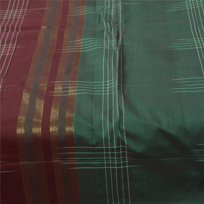 Sanskriti Vintage Sarees GreenIkat Handwoven Odisha Pure Cotton Sari 5+yd Fabric