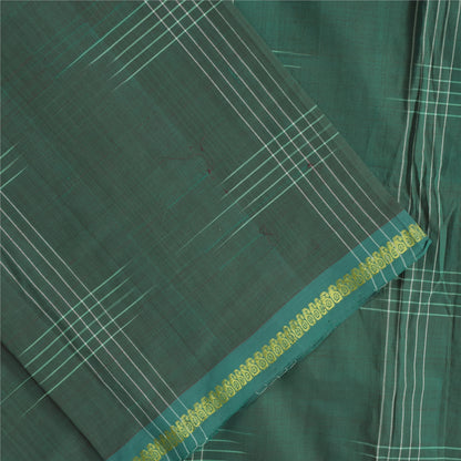 Sanskriti Vintage Sarees GreenIkat Handwoven Odisha Pure Cotton Sari 5+yd Fabric