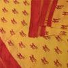 Sanskriti Vintage Sarees Yellow/Red Pure Cotton Zari Deer Print Sari 5+yd Fabric