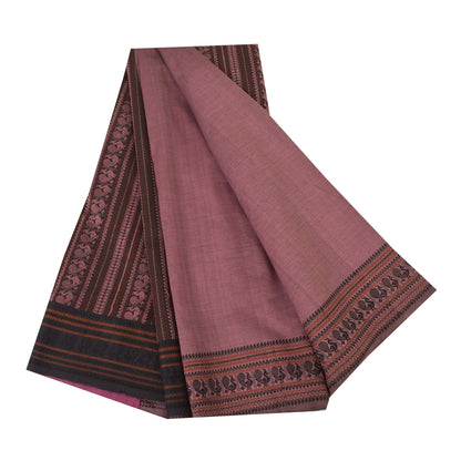 Sanskriti Vintage Sarees Mauve Peacock Woven Pure Cotton Sari 5+yd Craft Fabric