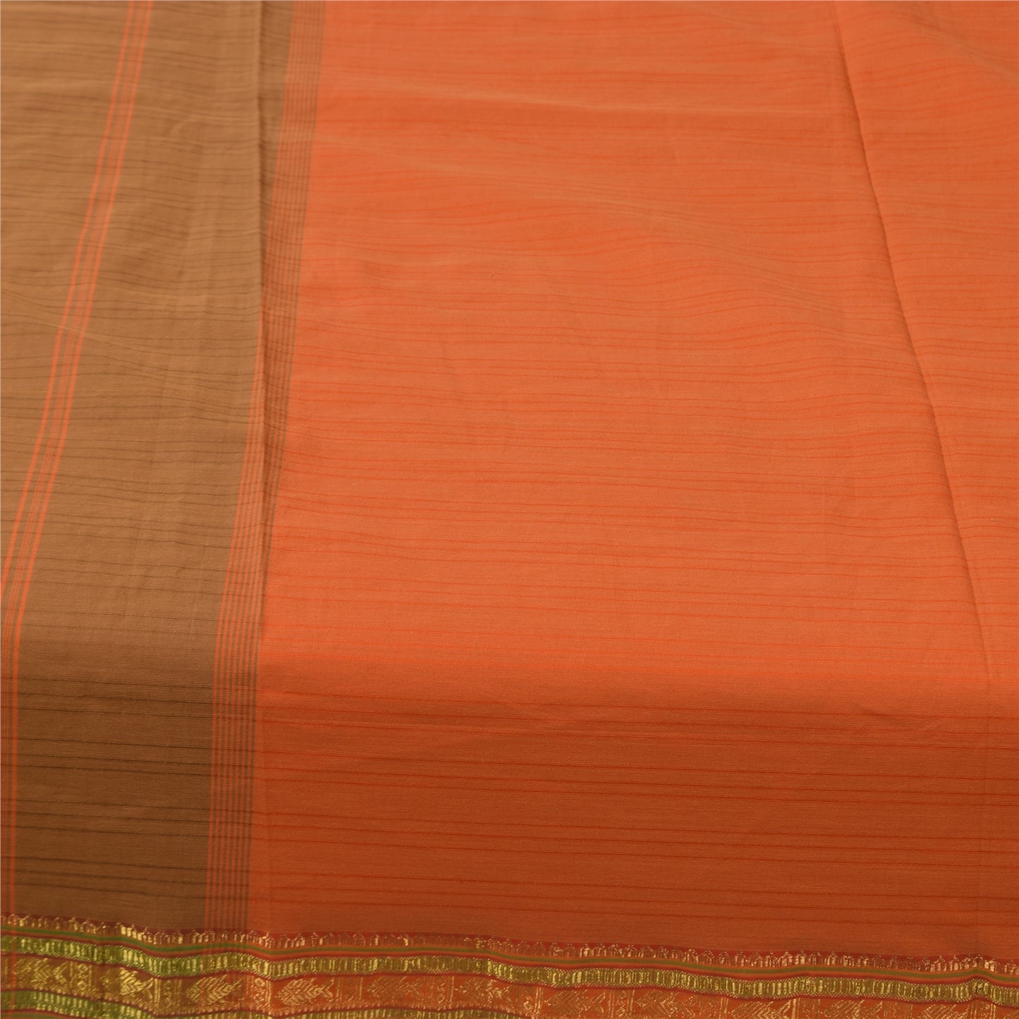 Sanskriti Vintage Sarees Indian Orange Pure Cotton Woven Sari 5+yd Craft Fabric