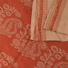 Sanskriti Vintage Sarees Peach/Orange Woven 100% Pure Cotton Sari 5+yd Fabric