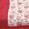 Sanskriti Vintage Sarees White/Red Zari Woven Print Pure Cotton Sari 5+yd Fabric