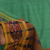 Sanskriti Vintage Sarees GreenIkat Handwoven Odisha Pure Cotton Sari 5+yd Fabric