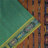 Sanskriti Vintage Sarees GreenIkat Handwoven Odisha Pure Cotton Sari 5+yd Fabric