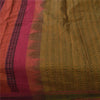 Sanskriti Vintage Sarees Green Woven 100% Pure Cotton Sari 5+yd Craft Fabric