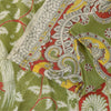 Sanskriti Vintage Sarees Green Handmade Kalamkari Pure Cotton Sari 5+yd Fabric