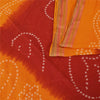 Sanskriti Vintage Sarees Yellow/Red Bandhani Pure Cotton Print Sari 5+yd Fabric