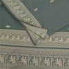 Sanskriti Vintage Sarees Green Baluchari Woven 100%Pure Cotton Sari 5+yd Fabric