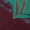 Sanskriti Vintage Sarees Blue Ikat Handwoven Zari Pure Cotton Sari 5+yd Fabric