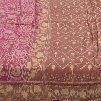 Sanskriti Vintage Sarees Ikat Handwoven Sambhalpuri Pure Cotton Sari 5+yd Fabric