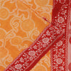 Sanskriti Vintage Sarees Yellow/Red Pure Cotton Printed Sari 5+yd Craft Fabric