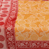 Sanskriti Vintage Sarees Yellow/Red Pure Cotton Printed Sari 5+yd Craft Fabric