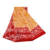 Sanskriti Vintage Sarees Yellow/Red Pure Cotton Printed Sari 5+yd Craft Fabric