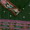 Sanskriti Vintage Sarees GreenIkat Handwoven Odisha Pure Cotton Sari 5+yd Fabric