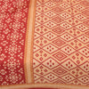 Sanskriti Vintage Sarees Peach/Red Patan Patola Pure Cotton Printed Sari Fabric