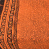 Sanskriti Vintage Sarees Orange Embroidered Printed Pure Cotton Sari 5+yd Fabric