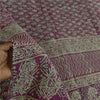 Sanskriti Vintage Sarees Purple Hand Block Printed Pure Cotton Sari 5+yd Fabric