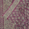 Sanskriti Vintage Sarees Purple Hand Block Printed Pure Cotton Sari 5+yd Fabric