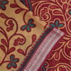 Sanskriti Vintage Sarees Peach/Red Pure Cotton Printed Sari 5+yd Craft Fabric