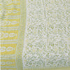 Sanskriti Vintage Sarees Ivory/Green Pure Cotton Printed Sari 5+yd Craft Fabric