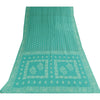 Sanskriti Vintage Sarees Sea-Green Block Printed Pure Cotton Sari 5+yd Fabric