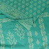 Sanskriti Vintage Sarees Sea-Green Block Printed Pure Cotton Sari 5+yd Fabric