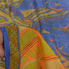 Sanskriti Vintage Sarees Indian Blue Pure Cotton Printed Sari 5+yd Craft Fabric