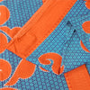 Sanskriti Vintage Sarees Blue/Orange Pure Cotton Printed Sari 5+yd Craft Fabric