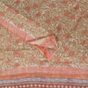 Sanskriti Vintage Sarees Ivory Hand Block Print Kota Pure Cotton Sari Fabric