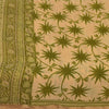 Sanskriti Vintage Sarees Cream/Green Pure Cotton Printed Sari 5+yd Craft Fabric