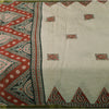 Sanskriti Vintage Sarees Ivory 100% Pure Cotton Printed Sari 5+yd Craft Fabric