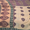 Sanskriti Vintage Sarees Ivory/Purple Pure Cotton Printed Sari 5+yd Craft Fabric