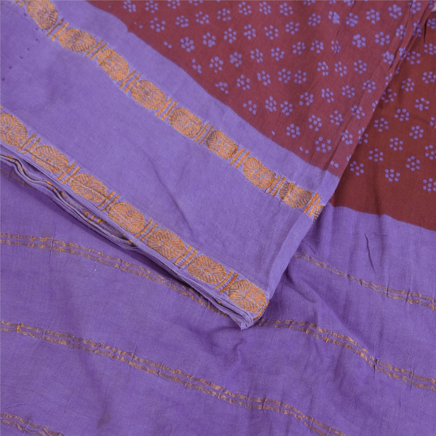 Sanskriti Vintage Sarees Red/Purple Pure Cotton Zari Woven Printed Sari Fabric