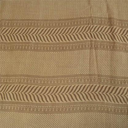 Sanskriti Vintage Sarees Cream 100% Pure Cotton Printed Sari 5+yd Craft Fabric