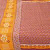 Sanskriti Vintage Sarees Red/Yellow Pure Cotton Printed Sari 5+yd Craft Fabri