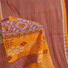 Sanskriti Vintage Sarees Red/Yellow Pure Cotton Printed Sari 5+yd Craft Fabri