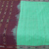 Sanskriti Vintage Sarees Sea-Green Ikat Handwoven Pure Cotton Sari 5+yd Fabric