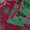 Sanskriti Vintage Sarees Red/Green Pure Cotton Printed Sari 5+yd Craft Fabric