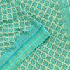 Sanskriti Vintage Sarees Sea-Green/Ivory Pure Cotton Printed Sari 5+yd Fabric