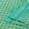 Sanskriti Vintage Sarees Sea-Green/Ivory Pure Cotton Printed Sari 5+yd Fabric