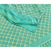 Sanskriti Vintage Sarees Sea-Green/Ivory Pure Cotton Printed Sari 5+yd Fabric