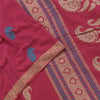 Sanskriti Vintage Sarees Pink Hand Woven Pure Cotton Sari 5+yd Craft Fabric