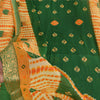 Sanskriti Vintage Sarees Green Bandhani Pure Cotton Printed Sari Craft Fabric